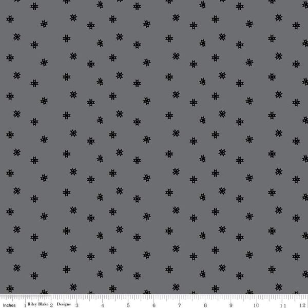 Image of Blackout Ohio Star Gray by The RBD Designers for Riley Blake Designs. Features stars on a gray background. Cute Little Fabric Shop