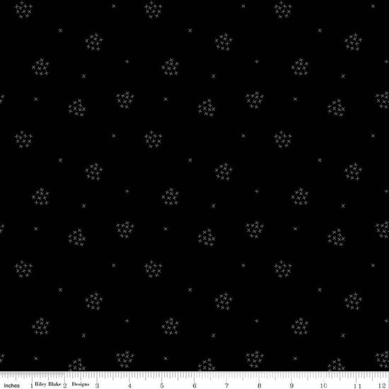 Image of Blackout X's Black by The RBD Designers for Riley Blake Designs. Features crosses on a black background. Cute Little Fabric Shop
