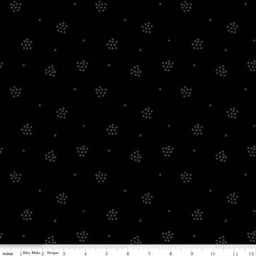 Image of Blackout X's Black by The RBD Designers for Riley Blake Designs. Features crosses on a black background. Cute Little Fabric Shop
