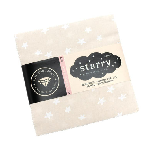 Starry White Natural Charm Pack 5" Stacker Bundle - Moda Fabrics - Ru- Star Society - 42-Piece Precut  - Quilting Cotton Fabric