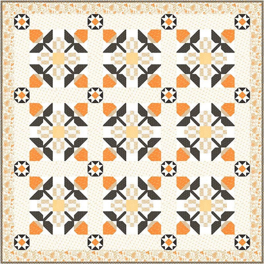 Agatha Road Quilt Kit KIT35410 - Moda Fabrics - Pattern Fabric - Piecing - Pecan Blossoms - Quilting Cotton Fabric