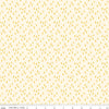 Image of the Two by Two Rainy Day Cream quilting cotton fabric by Cayla Naylor for Riley Blake Designs. Features raindrops on a yellow background. Cute Little Fabric Shop