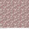 Image of Olive Grove Branches Heather quilting cotton fabric by Amber Elliot for Riley Blake Designs. Features leaves on a purple background. Cute Little Fabric Shop