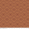 Image of Olive Grove Damask Terracotta quilting cotton fabric by Amber Elliot for Riley Blake Designs. Features damask pattern on an orange background. Cute Little Fabric Shop