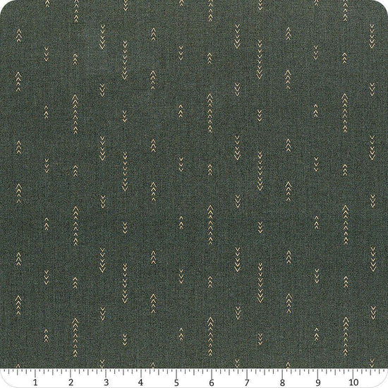 Image of Olive Grove Arrows Cyprus quilting cotton fabric by Amber Elliot for Riley Blake Designs. Features arrows on a green background. Cute Little Fabric Shop