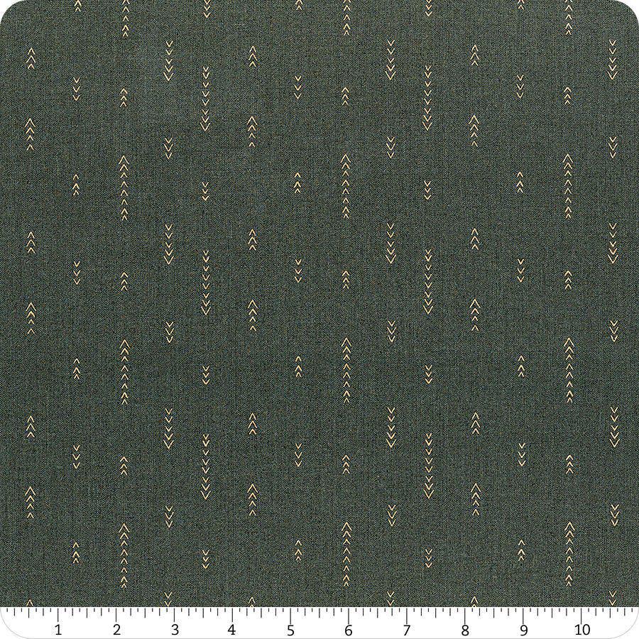 Image of Olive Grove Arrows Cyprus quilting cotton fabric by Amber Elliot for Riley Blake Designs. Features arrows on a green background. Cute Little Fabric Shop