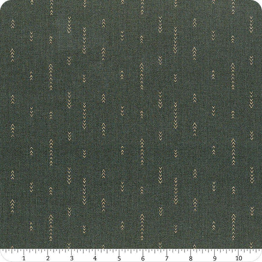 Image of Olive Grove Arrows Cyprus quilting cotton fabric by Amber Elliot for Riley Blake Designs. Features arrows on a green background. Cute Little Fabric Shop