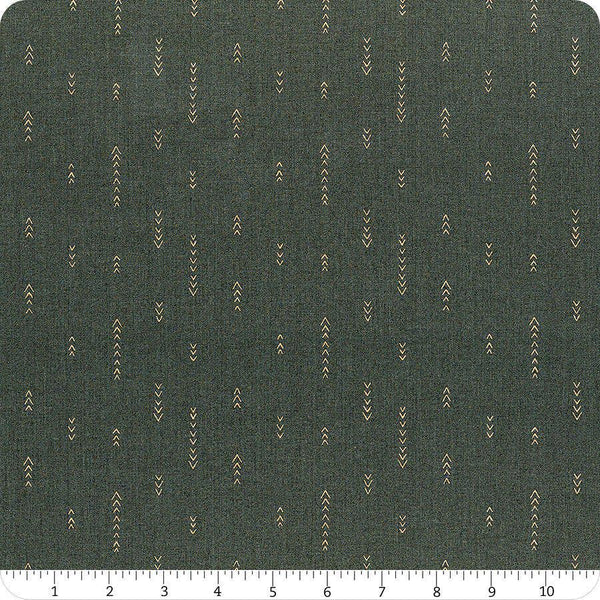Image of Olive Grove Arrows Cyprus quilting cotton fabric by Amber Elliot for Riley Blake Designs. Features arrows on a green background. Cute Little Fabric Shop