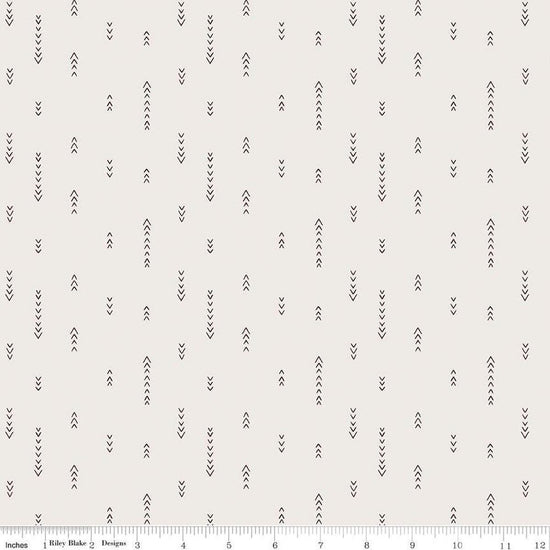 Image of Olive Grove Arrows Ivory quilting cotton fabric by Amber Elliot for Riley Blake Designs. Features arrows on an off-white background. Cute Little Fabric Shop