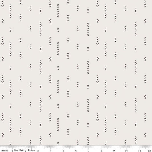 Image of Olive Grove Arrows Ivory quilting cotton fabric by Amber Elliot for Riley Blake Designs. Features arrows on an off-white background. Cute Little Fabric Shop