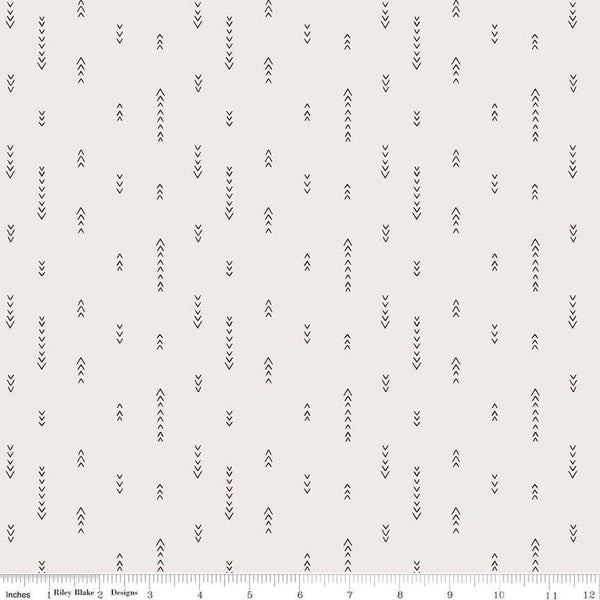 Image of Olive Grove Arrows Ivory quilting cotton fabric by Amber Elliot for Riley Blake Designs. Features arrows on an off-white background. Cute Little Fabric Shop