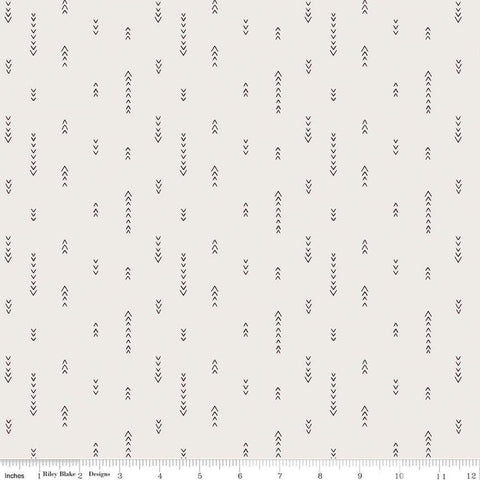 Image of Olive Grove Arrows Ivory quilting cotton fabric by Amber Elliot for Riley Blake Designs. Features arrows on an off-white background. Cute Little Fabric Shop