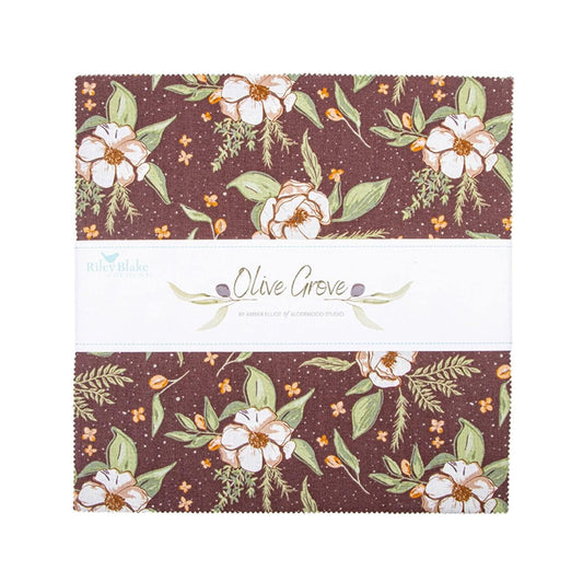 SALE Olive Grove 10" Stacker Bundle - Riley Blake Designs - 42 piece Precut - Plants Nature Tree - Quilting Cotton Fabric