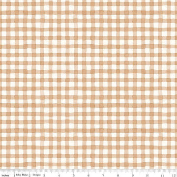 Image of Sunflower Whispers Gingham Blush quilting cotton fabric by Lisa Audit for Riley Blake Designs. Features gingham on a pink background. Cute Little Fabric Shop