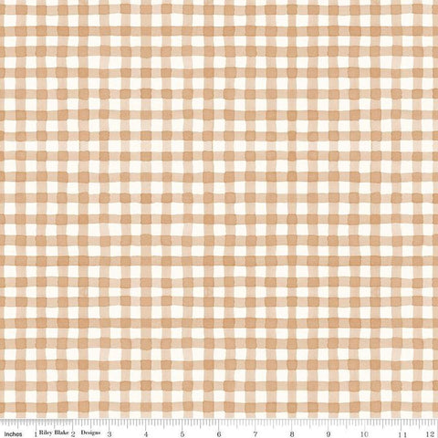 Image of Sunflower Whispers Gingham Blush quilting cotton fabric by Lisa Audit for Riley Blake Designs. Features gingham on a pink background. Cute Little Fabric Shop