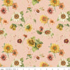 Image of Sunflower Whispers Sunflowers Blush quilting cotton fabric by Lisa Audit for Riley Blake Designs. Features flowers on a pink background. Cute Little Fabric Shop