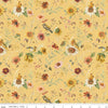 Image of Sunflower Whispers Prairie Yellow quilting cotton fabric by Lisa Audit for Riley Blake Designs. Features flowers on a yellow background. Cute Little Fabric Shop
