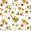 Image of Sunflower Whispers Sunflowers Cream quilting cotton fabric by Lisa Audit for Riley Blake Designs. Features flowers on a white background. Cute Little Fabric Shop