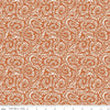 Image of Sunflower Whispers Ferns Pumpkin quilting cotton fabric by Lisa Audit for Riley Blake Designs. Features leaves on an orange background. Cute Little Fabric Shop