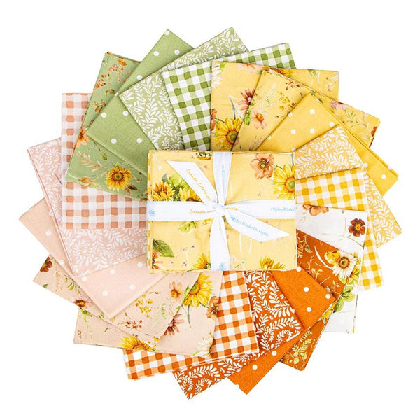 SALE Sunflower Whispers Fat Quarter Bundle 19 pieces - Riley Blake Designs - Pre cut Precut - Floral - Quilting Cotton Fabric