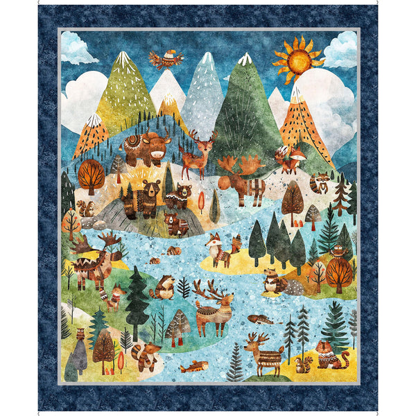 Bearsville Bearsville Scenic Panel 31257 Multi X - QT Fabrics - Outdoors Nature Animals Wildlife - Quilting Cotton Fabric