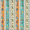 Image of the California Dreaming Border Stripe Multi quilting cotton fabric by QT Fabrics. Features stripes on a cream background. Cute Little Fabric Shop