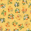 Image of the California Dreaming Orange Toss Papaya quilting cotton fabric by QT Fabrics. Features fruit on an orange background. Cute Little Fabric Shop
