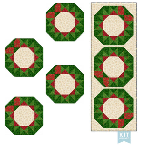 Poinsettia Greetings Festive Wreaths Runner and Project Quilt PATTERN - QT Fabrics - Instructions Only - Christmas Holiday - Pieced Pattern