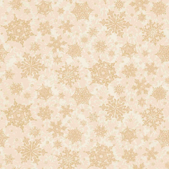 Image of the Poinsettia Greetings Poinsettia Tonal Cream quilting cotton fabric by QT Fabrics. Features snowflakes on a cream background. Cute Little Fabric Shop
