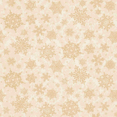 Image of the Poinsettia Greetings Poinsettia Tonal Cream quilting cotton fabric by QT Fabrics. Features snowflakes on a cream background. Cute Little Fabric Shop