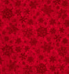 Image of the Poinsettia Greetings Poinsettia Tonal Red quilting cotton fabric by QT Fabrics. Features snowflakes on a red background. Cute Little Fabric Shop