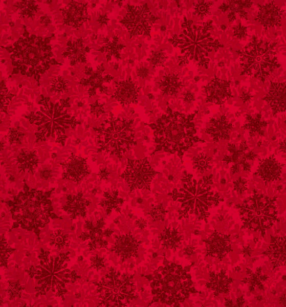 Image of the Poinsettia Greetings Poinsettia Tonal Red quilting cotton fabric by QT Fabrics. Features snowflakes on a red background. Cute Little Fabric Shop