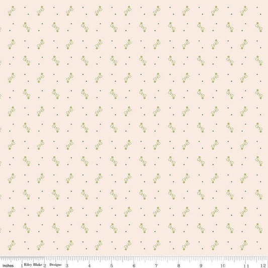 Image of the Gentler Times Ditty Latte quilting cotton fabric by Riley Blake Designs. Features dots on a cream background. Cute Little Fabric Shop