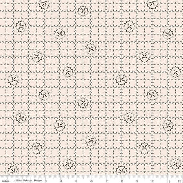 Image of the Gentler Times Delicate Raisin quilting cotton fabric by Riley Blake Designs. Features flowers on a cream background. Cute Little Fabric Shop
