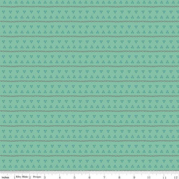 Image of the Gentler Times Remember Sea Glass quilting cotton fabric by Riley Blake Designs. Features dots on a green background. Cute Little Fabric Shop