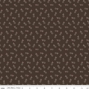 Image of the Gentler Times Bygone Raisin quilting cotton fabric by Riley Blake Designs. Features flowers on a brown background. Cute Little Fabric Shop