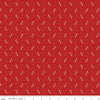 Image of the Gentler Times Ditty Schoolhouse quilting cotton fabric by Riley Blake Designs. Features dots on a red background. Cute Little Fabric Shop