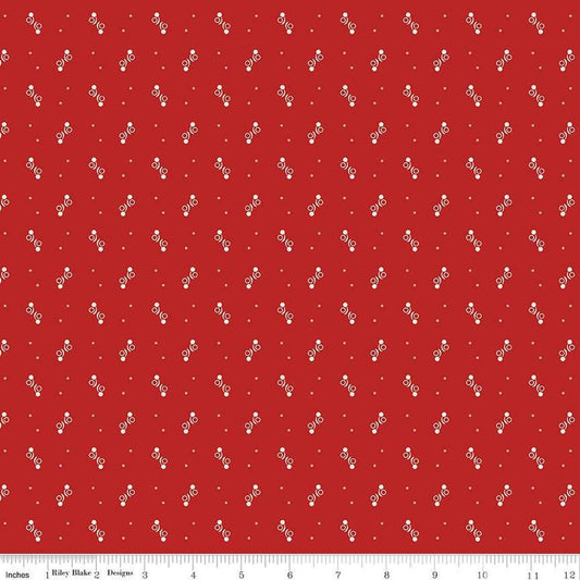 Image of the Gentler Times Ditty Schoolhouse quilting cotton fabric by Riley Blake Designs. Features dots on a red background. Cute Little Fabric Shop