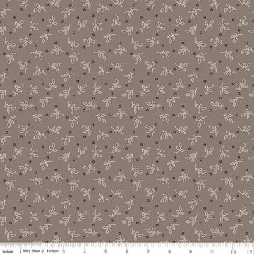 Image of the Gentler Times Pleasant Pebble quilting cotton fabric by Riley Blake Designs. Features dots on a gray background. Cute Little Fabric Shop