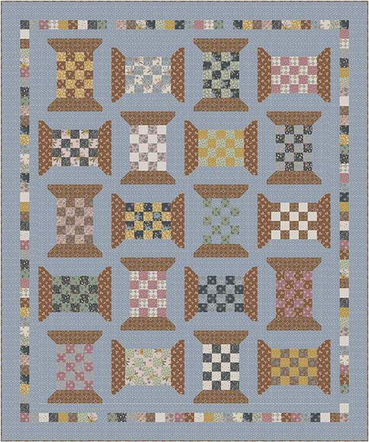 DEAL Checkered Spools Boxed Quilt Kit KT-16270 - Honey Locust - Amber Johnson - Riley Blake Designs - Quilting Cotton - Pattern Fabric Kit