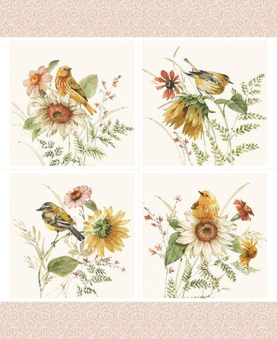 SALE Sunflower Whispers Panel PD16675 by Riley Blake - DIGITALLY PRINTED - Floral Flowers Blossoms - Quilting Cotton Fabric