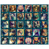 Feline Fantasia Cat Picture Patches Panel 31368 Teal Q - QT Fabrics - Fantasy Kittens Magical  - Quilting Cotton Fabric