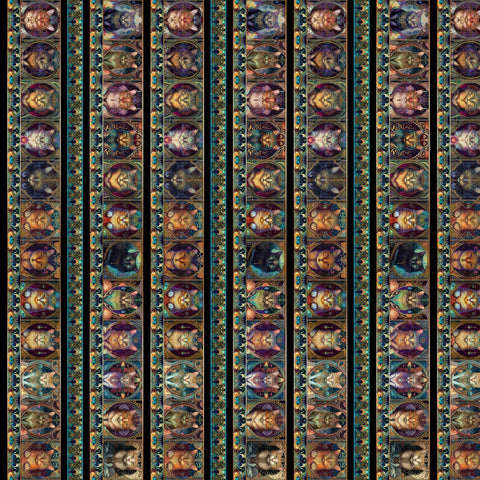 Feline Fantasia Cat Border Stripe 31369 Multi X - by QT Fabrics - Lines Kittens Fantasy Magical  - Quilting Cotton Fabric