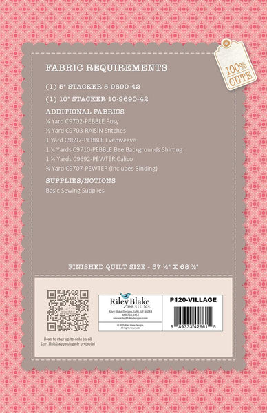 SALE Prim Village Quilt PATTERN P120 by Lori Holt - Riley Blake Designs - Instructions Only - 5" and 10" Stacker Friendly Churn Dash Piecing