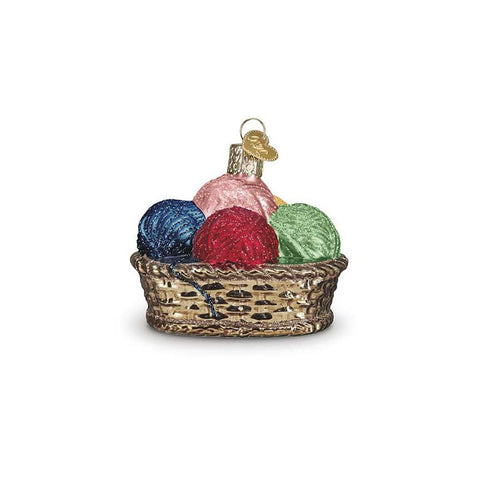 SALE Basket of Yarn Christmas Ornament ST-43610 by Lori Holt - Riley Blake Designs - Old World Blown Glass Chunky Thread Vintage Colors