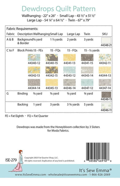 SALE Dewdrops Quilt PATTERN P051 by It's Sew Emma - Riley Blake Designs - Instructions Only - Multiple Sizes - Fat Quarter Friendly