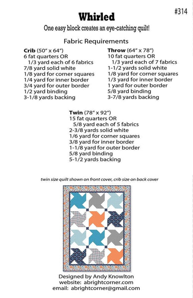 Whirled Quilt PATTERN P165 by A Bright Corner - Riley Blake Designs - INSTRUCTIONS Only - Multiple Sizes - Fat Quarter Friendly