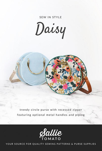 SALE Daisy Bag PATTERN P210 by Sallie Tomato - Riley Blake Designs - INSTRUCTIONS Only - Round Bag With Strap - Requires Hardware Kit