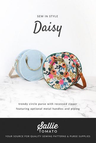 SALE Daisy Bag PATTERN P210 by Sallie Tomato - Riley Blake Designs - INSTRUCTIONS Only - Round Bag With Strap - Requires Hardware Kit