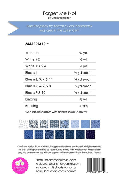 SALE Forget Me Not Quilt PATTERN P161 by Charisma Horton - Riley Blake Designs - INSTRUCTIONS Only - Traditionally Pieced